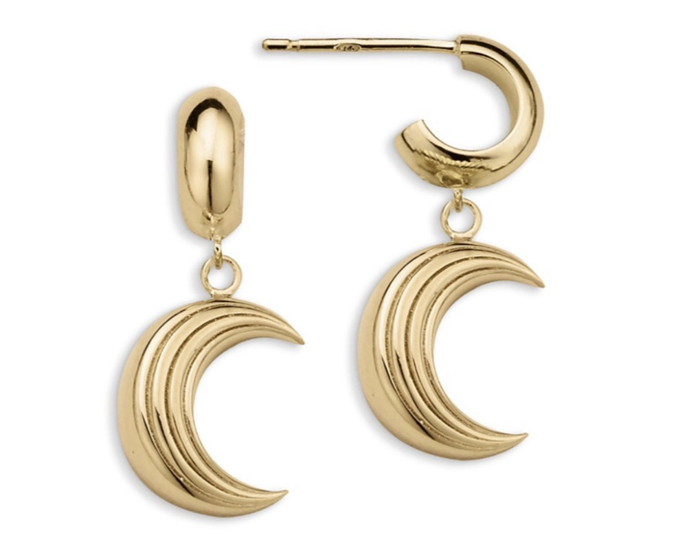 Jennifer Zeuner Apollo Moon Huggie Earrings 18K Gold Vermeil Luxury Chic NEW